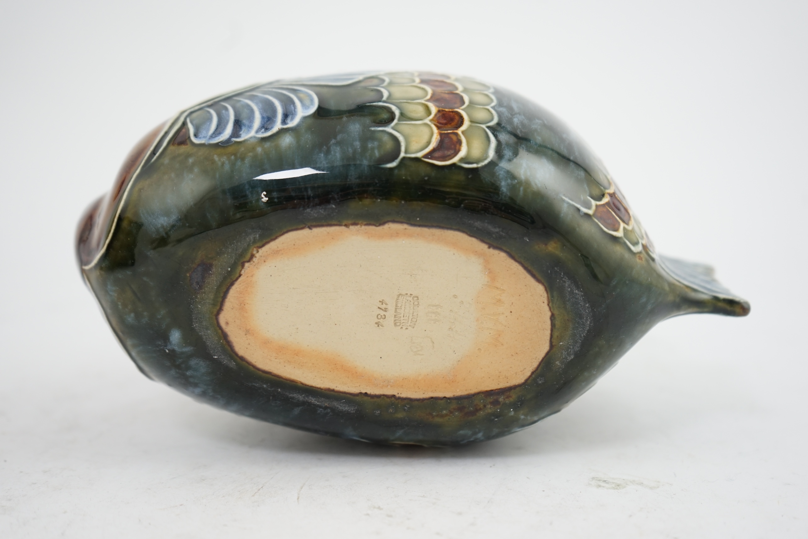 A Doulton Lambeth stoneware bowl, decorated by Mark V. Marshall, modelled as a fish